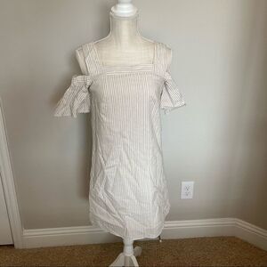 Madewell Cold Shoulder Size 00 White with Black Striped Dress